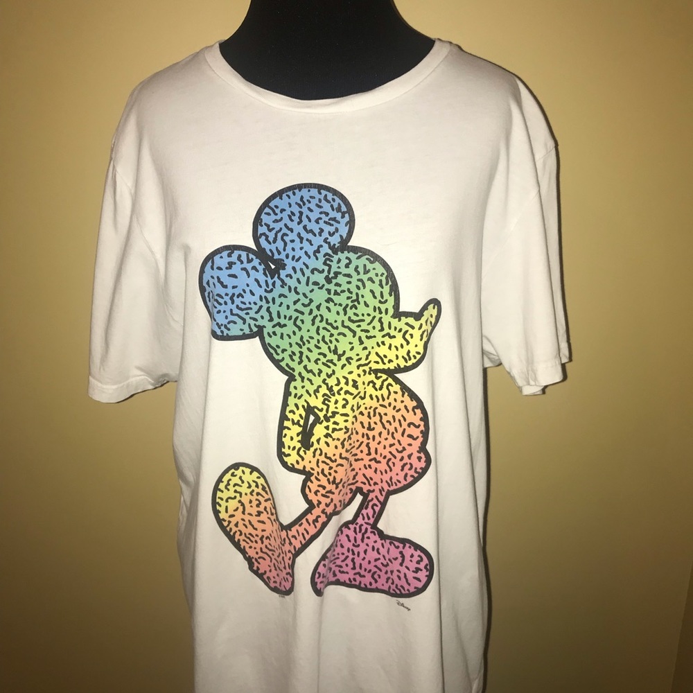 Junk Food White Mickey Mouse Colorful T-shirt  Lg